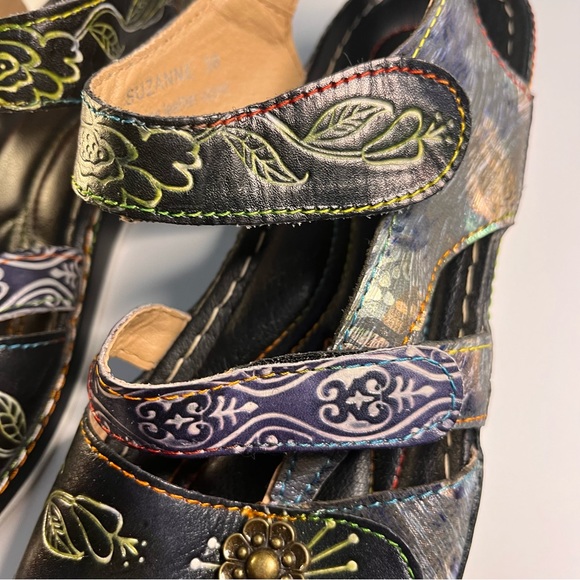 Spring Step Suzanne Leather Black Comfort Sandals - Picture 4 of 11